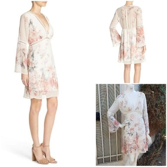 Fraiche By J Floral Print Chiffon Blouson Dress - Picture 1 of 4